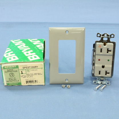 Bryant SP53TIGGRY Gray Isolated Ground SURGE Suppressor Duplex Receptacle 20A