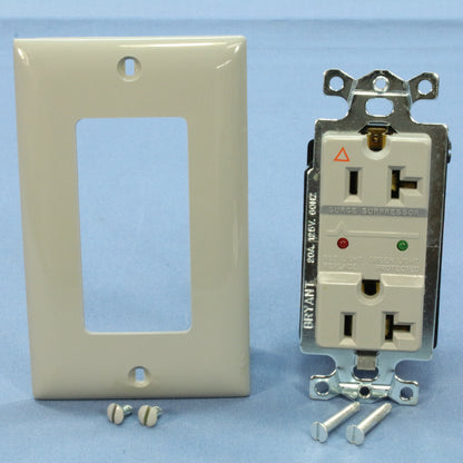 Bryant SP53TIGGRY Gray Isolated Ground SURGE Suppressor Duplex Receptacle 20A