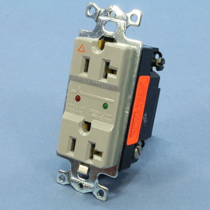 Bryant SP53TIGGRY Gray Isolated Ground SURGE Suppressor Duplex Receptacle 20A
