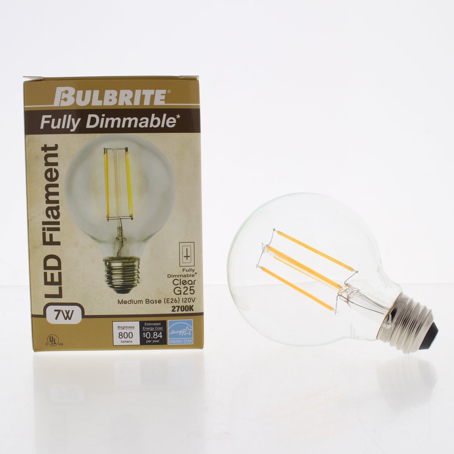 Bulbrite 776575 LED Globe Filament 120 Volt 7 Watt G25 Medium E26 2700K