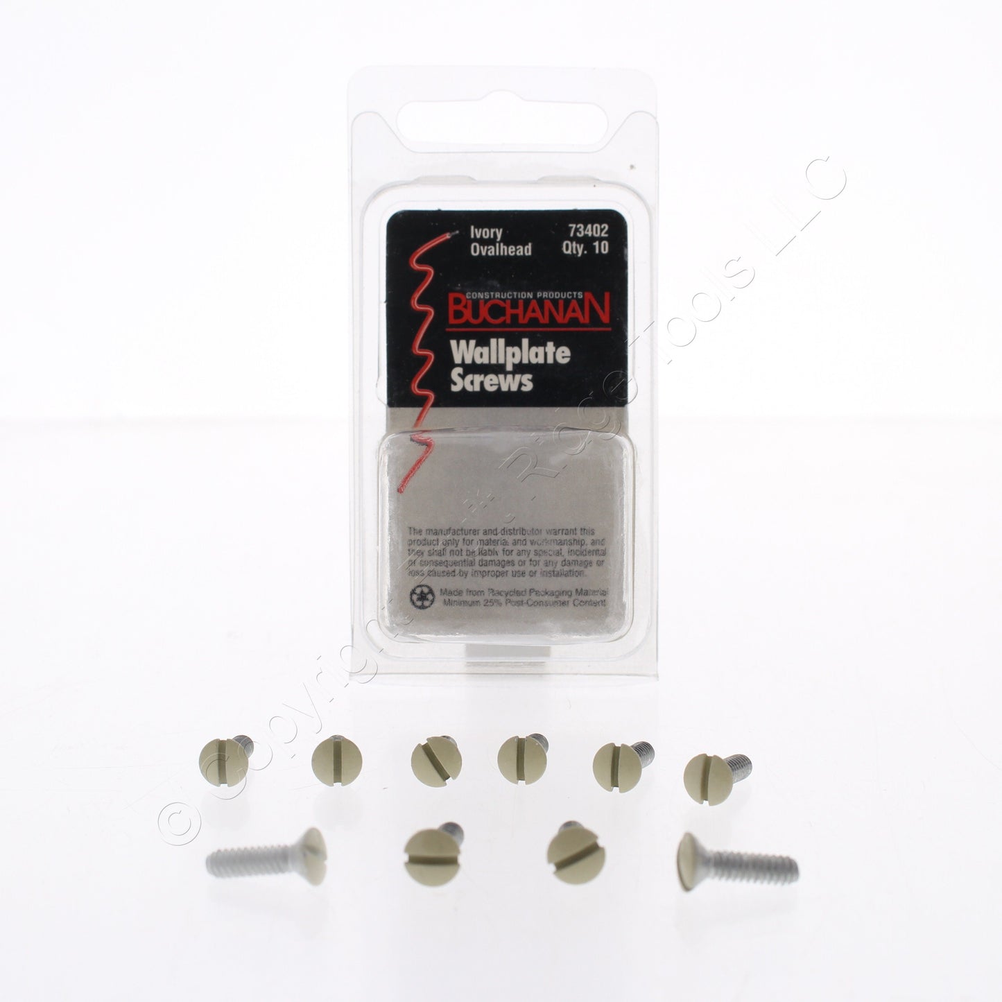 10 Buchanan Ivory Wallplate Screws 73402