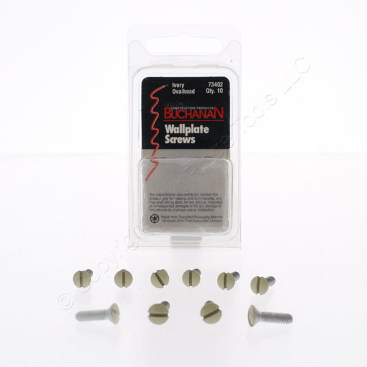 10 Buchanan Ivory Wallplate Screws 73402
