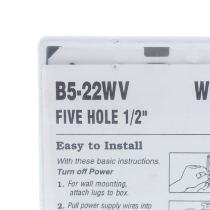 White B5-22WV Die-Cast Aluminum Weatherproof 1-Gang Deep Outlet Box 5-Hole 1/2"