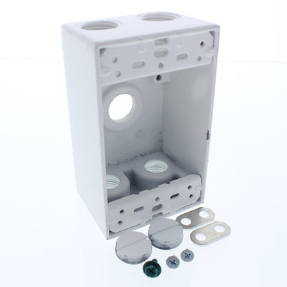 White B5-22WV Die-Cast Aluminum Weatherproof 1-Gang Deep Outlet Box 5-Hole 1/2"