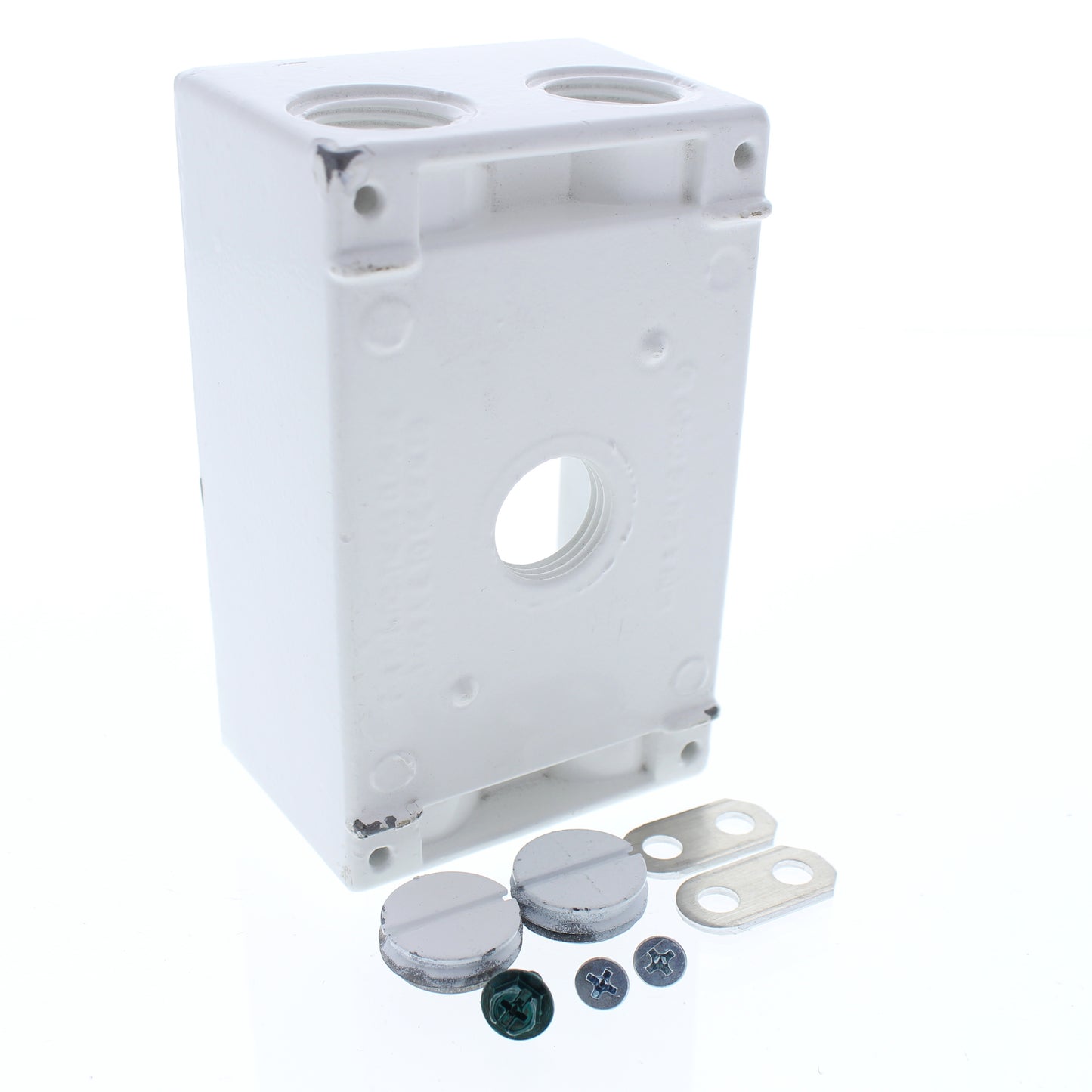 White B5-22WV Die-Cast Aluminum Weatherproof 1-Gang Deep Outlet Box 5-Hole 1/2"