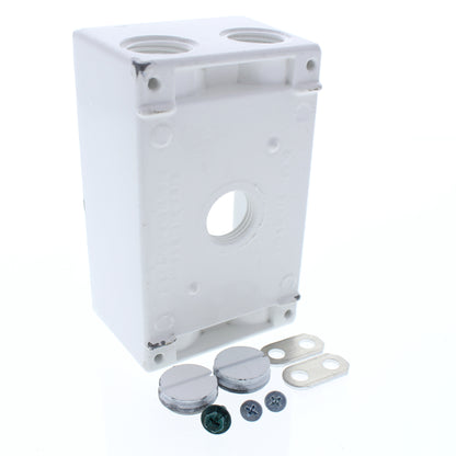 White B5-22WV Die-Cast Aluminum Weatherproof 1-Gang Deep Outlet Box 5-Hole 1/2"