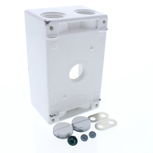 White B5-22WV Die-Cast Aluminum Weatherproof 1-Gang Deep Outlet Box 5-Hole 1/2"