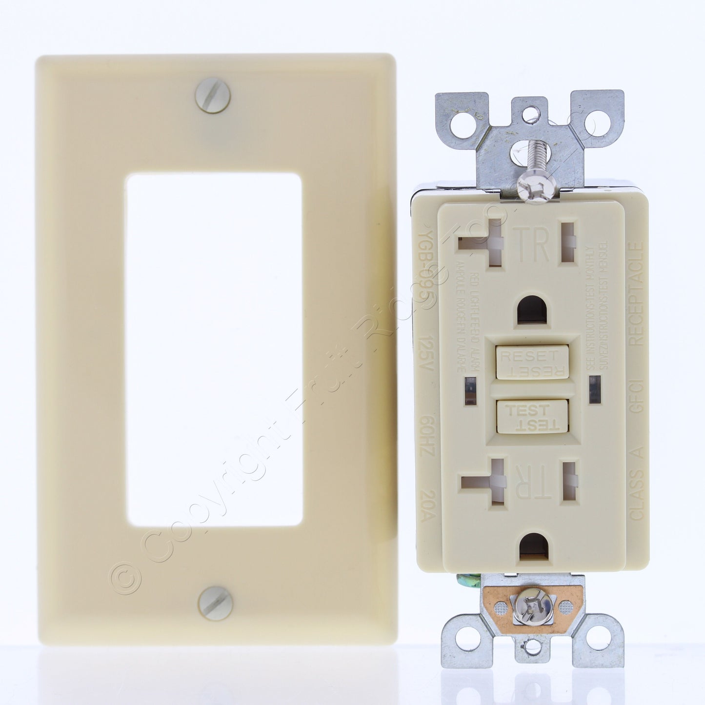 Bright-Way GFCI20IV Ivory Commercial GFCI Duplex Receptacle Outlet 5-20R 20A