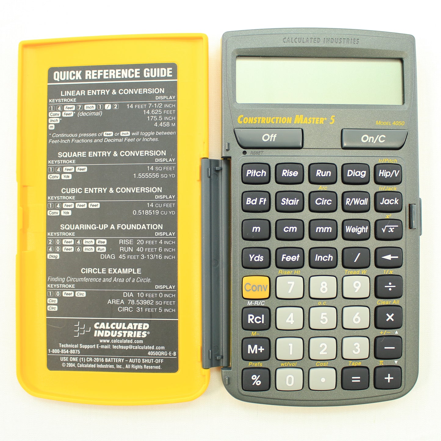 Construction Master 5 Advanced Feet-Inch-Fraction Calculator Grey & Yellow