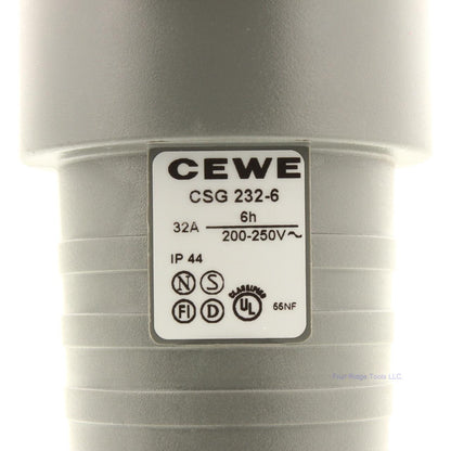 CEWE Gray Pin and Sleeve Receptacle w/Blue Lid 32A 200-250V 6H IP44 CSG232-6