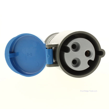 CEWE Gray Pin and Sleeve Receptacle w/Blue Lid 32A 200-250V 6H IP44 CSG232-6