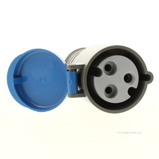 CEWE Gray Pin and Sleeve Receptacle w/Blue Lid 32A 200-250V 6H IP44 CSG232-6