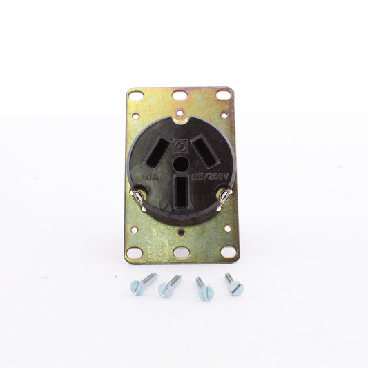 Challenger 3652 Brown Flush Mount Power Receptacle 3P3W NEMA 10-50R 50A 125/250V