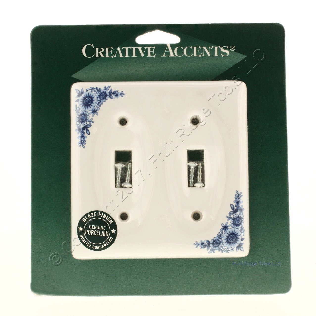 Creative Accents Porcelain Blue Flower 2-Gang Toggle Switch Cover Wall Plate