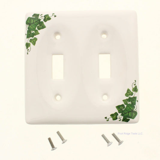 Creative Accents 982IV Ivy 2-Gang Toggle Switch Porcelain Standard Wallplate