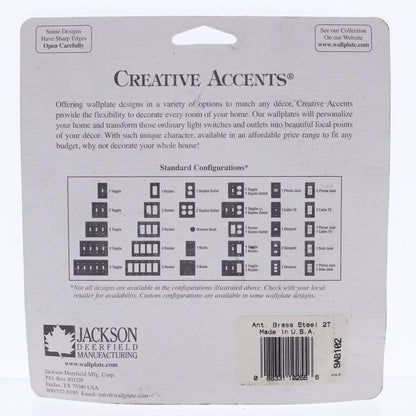 Creative Accents 2-Gang Switch Cover Wallplate Switchplate Antique Brass Finish