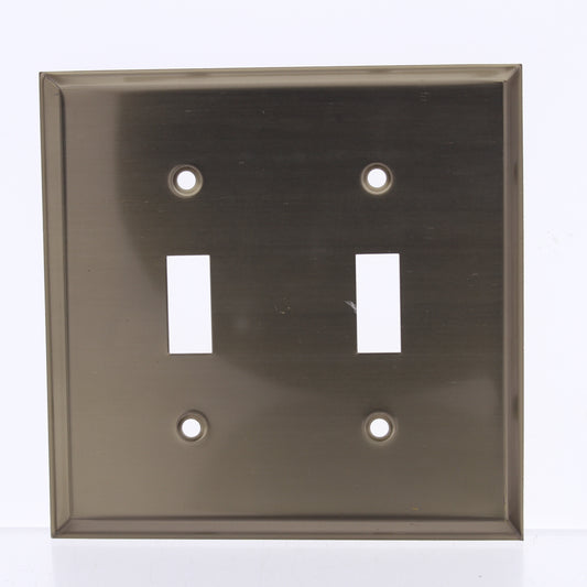 Creative Accents 2-Gang Switch Cover Wallplate Switchplate Antique Brass Finish