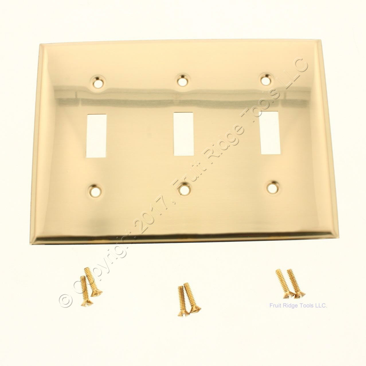 Creative Accents 9BS103 Brass Finish Steel Toggle Switch 3-Gang Wallplate Cover