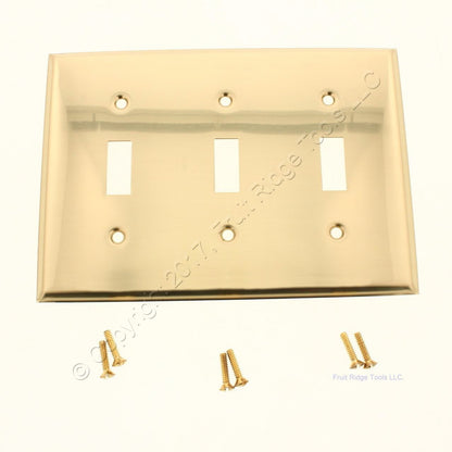 Creative Accents 9BS103 Brass Finish Steel Toggle Switch 3-Gang Wallplate Cover