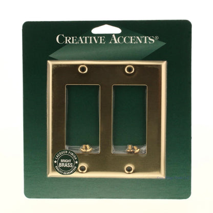 Creative Accents Brass Finish Plated Steel Two Gang Decorator Wallplate 9BS127