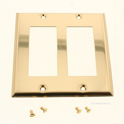 Creative Accents Brass Finish Plated Steel Two Gang Decorator Wallplate 9BS127