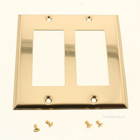 Creative Accents Brass Finish Plated Steel Two Gang Decorator Wallplate 9BS127