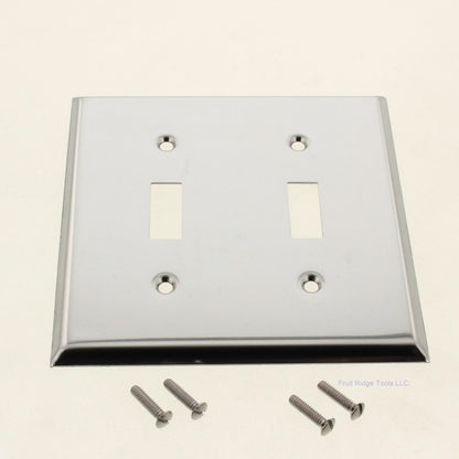 Creative Accents 9CS102 Chrome Finish Steel 2-Gang Toggle Switch Wallplate Cover