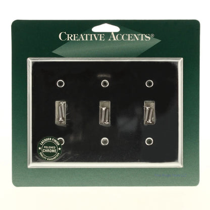 Creative Accents 9CS103 Polished Chrome 3-Gang Steel Toggle Switch Wallplate