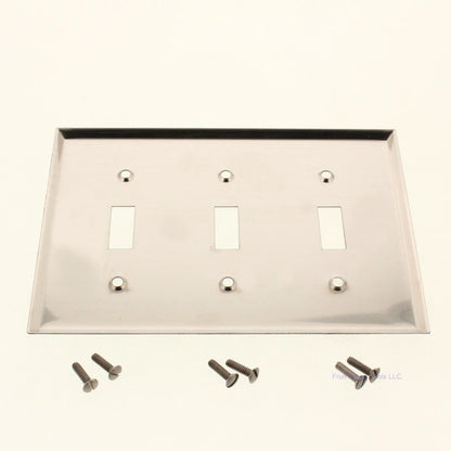 Creative Accents 9CS103 Polished Chrome 3-Gang Steel Toggle Switch Wallplate