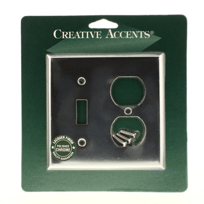 Creative Accents Polished Chrome Steel Combo Toggle/Receptacle Wallplate 9CS106