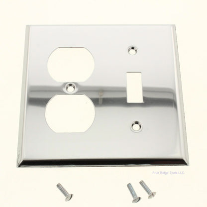 Creative Accents Polished Chrome Steel Combo Toggle/Receptacle Wallplate 9CS106