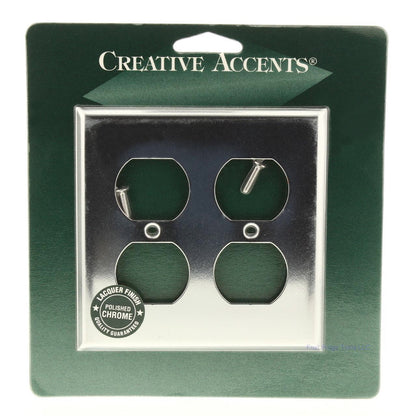 Creative Accents 9CS118 Chrome 2-Gang Standard Duplex Outlet Wallplate Cover