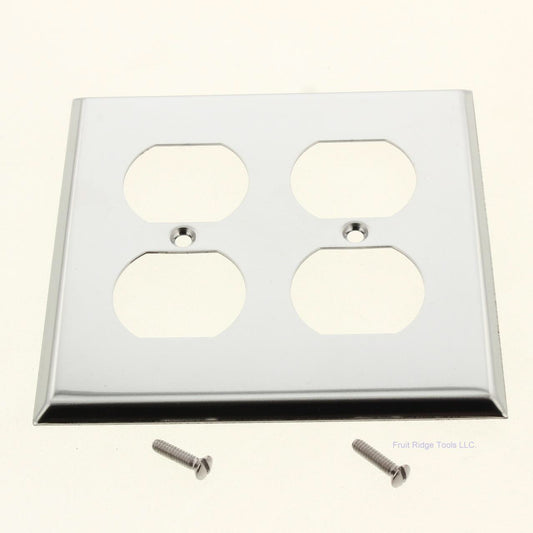 Creative Accents 9CS118 Chrome 2-Gang Standard Duplex Outlet Wallplate Cover