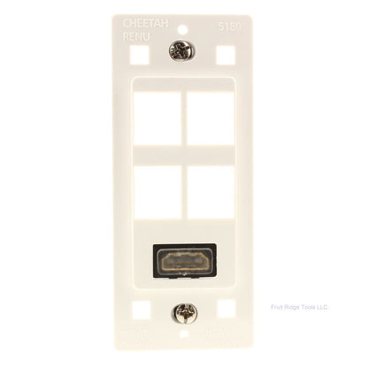 Cheetah White 4-Port Wallplate Decorator Insert with HDMI Port Bulk 5180-W