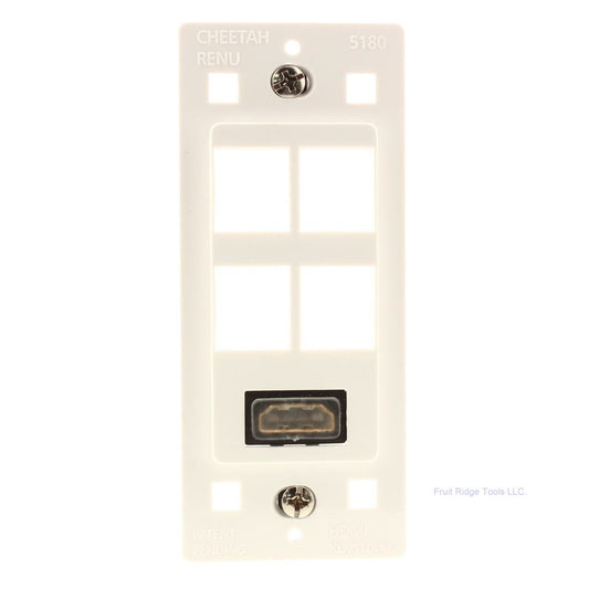 Cheetah White 4-Port Wallplate Decorator Insert with HDMI Port Bulk 5180-W