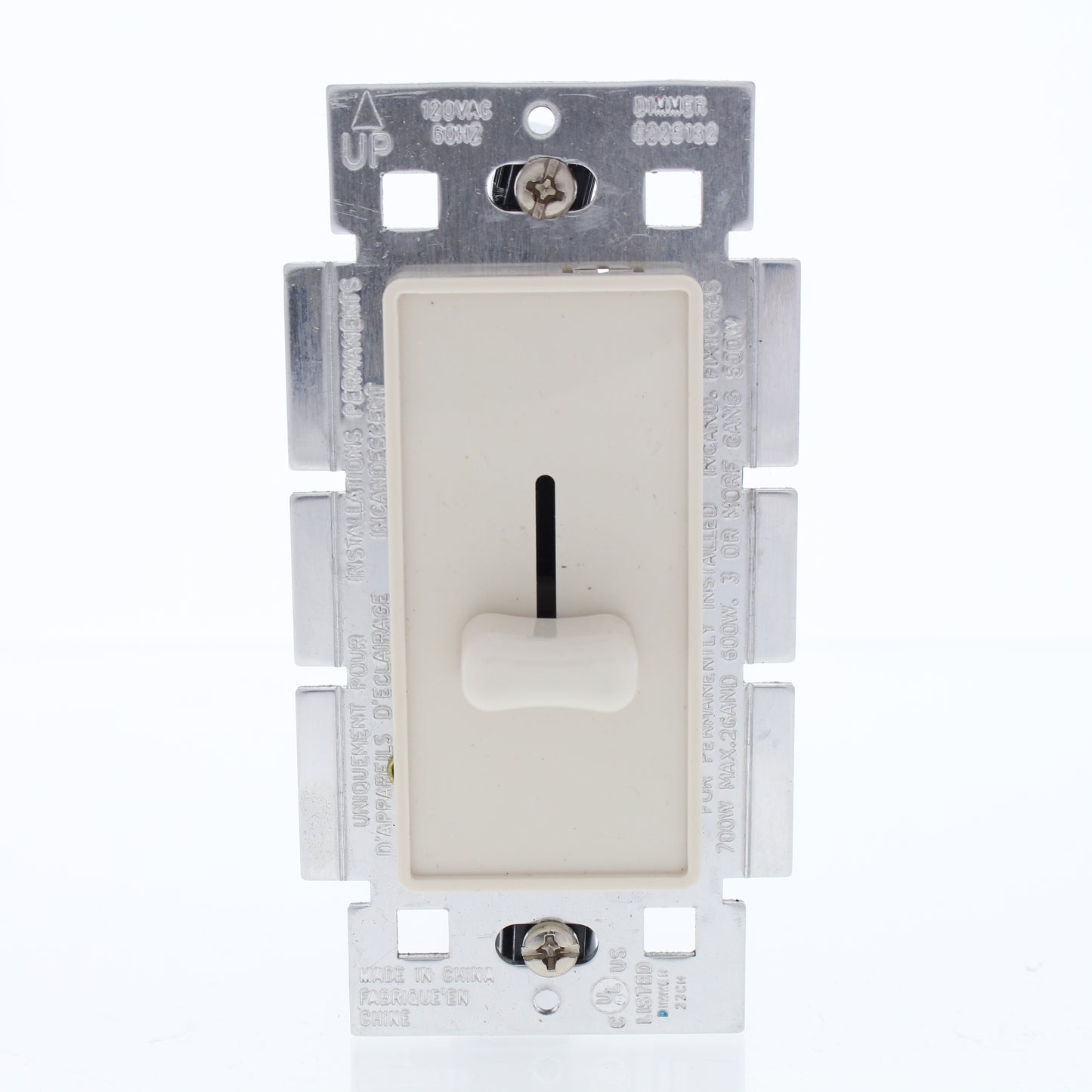 60HZ Light Almond Cheetah 6090-LA 700-Watt Slide Dimmer Single Pole 120VAC