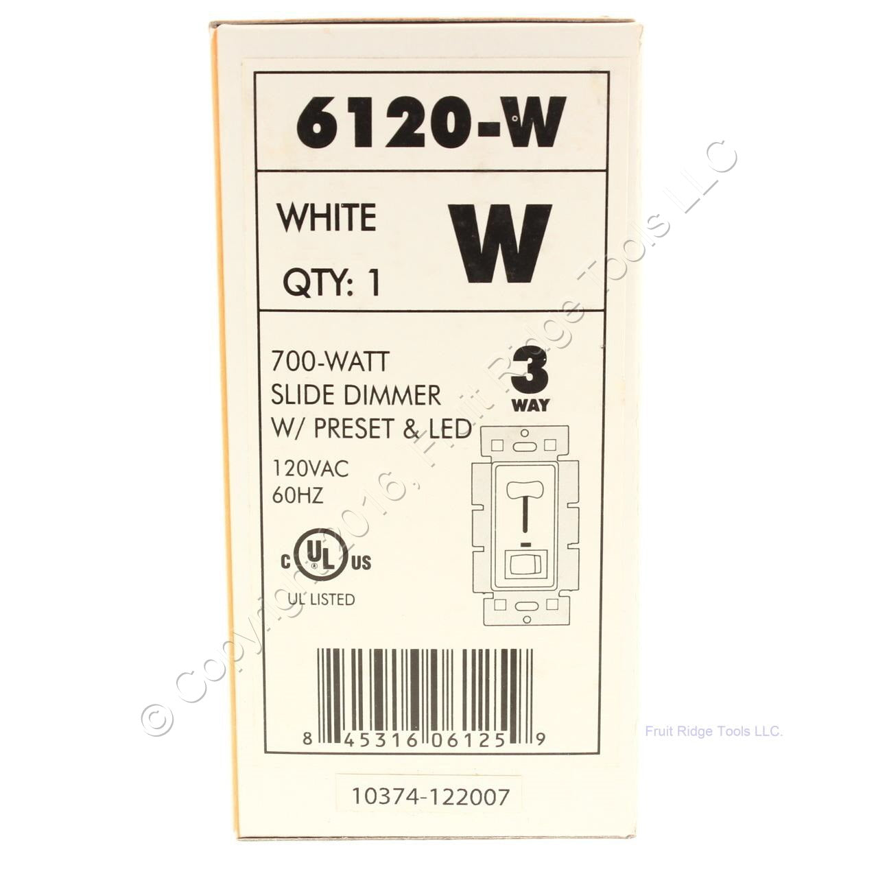 60HZ Cheetah 6120-W 700-Watt Slide Dimmer w/ Present & LED 120VAC
