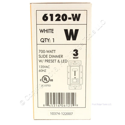 60HZ Cheetah 6120-W 700-Watt Slide Dimmer w/ Present & LED 120VAC
