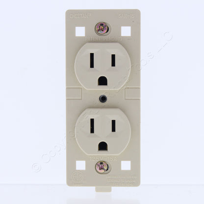 Cheetah 7000-C0I Ivory Outlet Duplex Straight Blade Receptacle 15A 125V