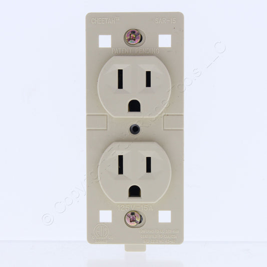 Cheetah 7000-C0I Ivory Outlet Duplex Straight Blade Receptacle 15A 125V