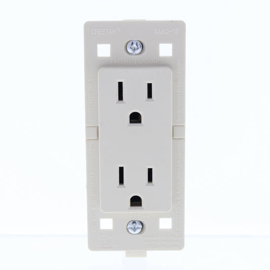 Cheetah 7020-CT Snap-In White Outlet Receptacle 15A 125V
