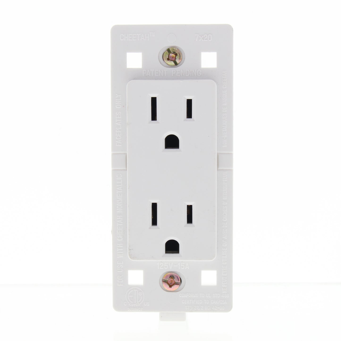 Cheetah White Outlet Receptacle 15A 125V 7020-CW