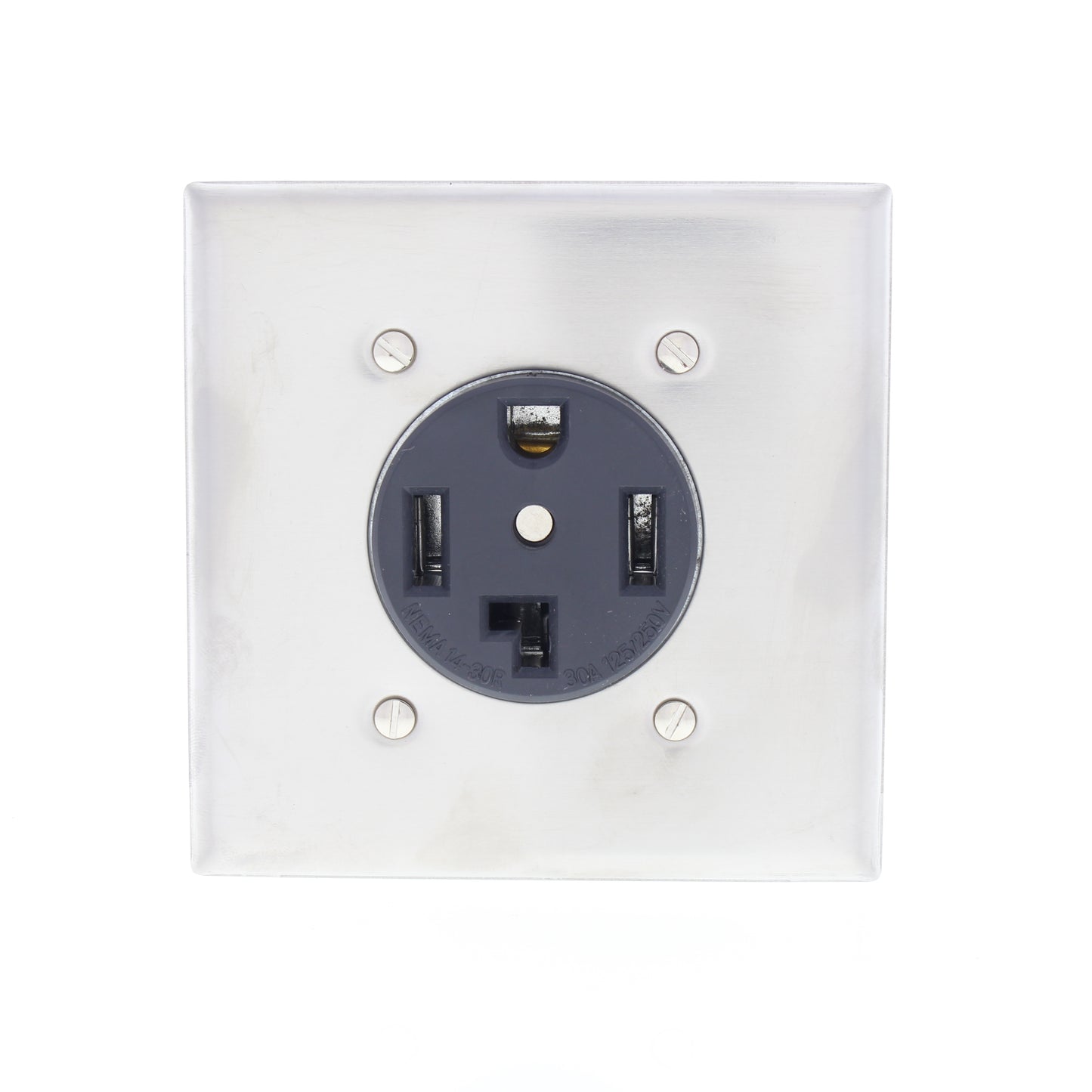 Cheetah Black 30AMP Dryer Outlet Receptacle with Stainless Steel Wallplate 7060