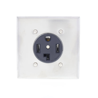 Cheetah Black 30AMP Dryer Outlet Receptacle with Stainless Steel Wallplate 7060