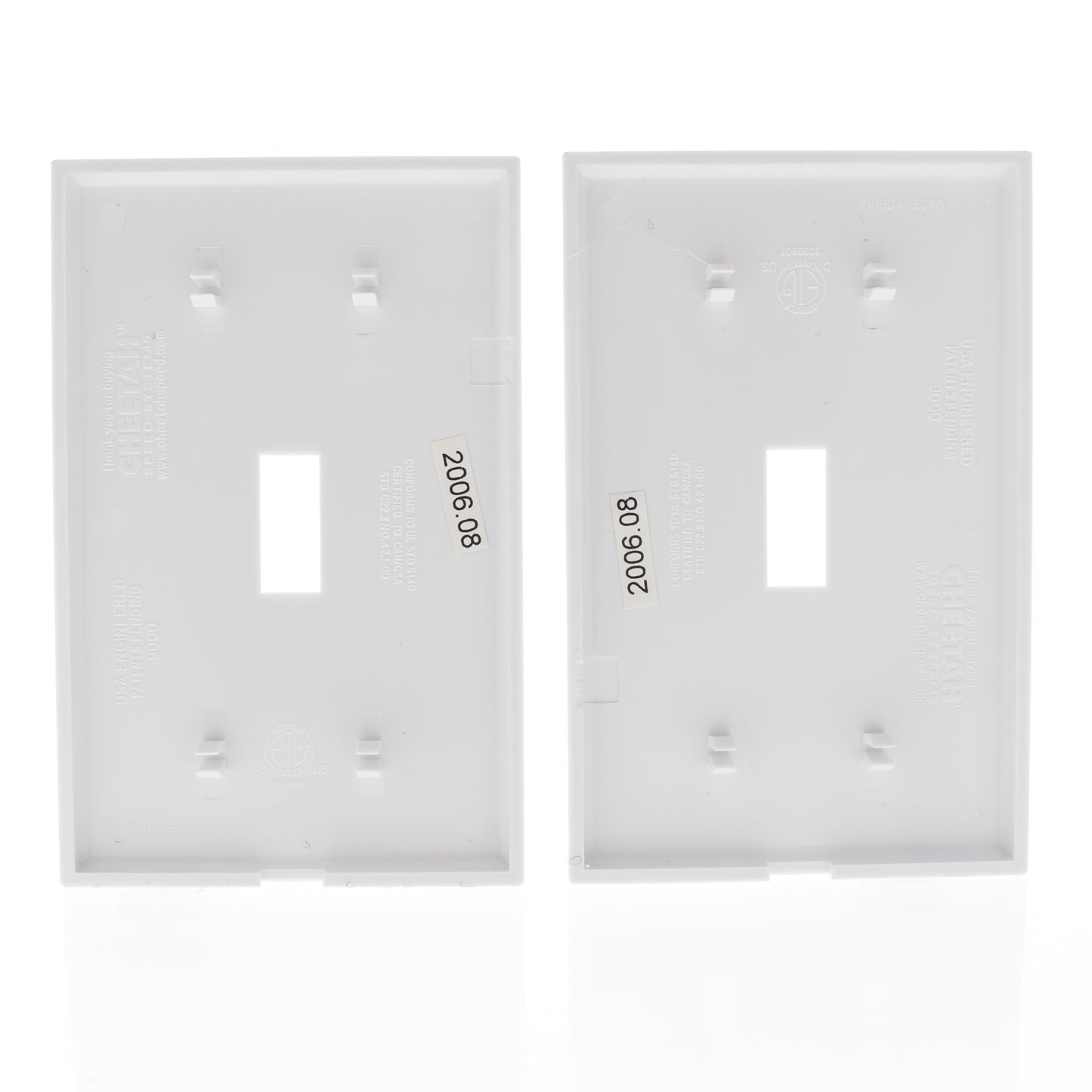 2 Pack- Cheetah White 1-Gang Toggle Switch Cover Plastic Wallplates 9000-W