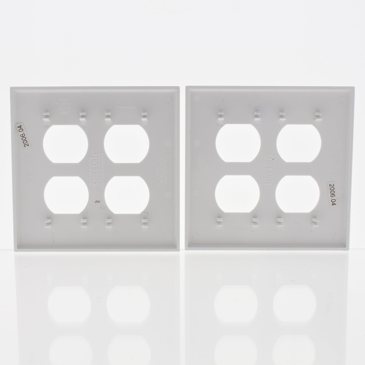 Cheetah 9090-W White 2-Gang Outlet Duplex Receptacle Cover Wallplates 2-Pack