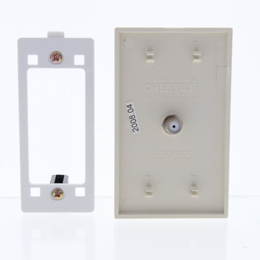 Cheetah CH281-T Light Almond Coaxial Cable Outlet Cover Wall Plate Single Jack