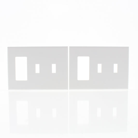 Cheetah P226C-C0W White 3-Gang Combination Switch Cover Plastic Wallplate 2pcs