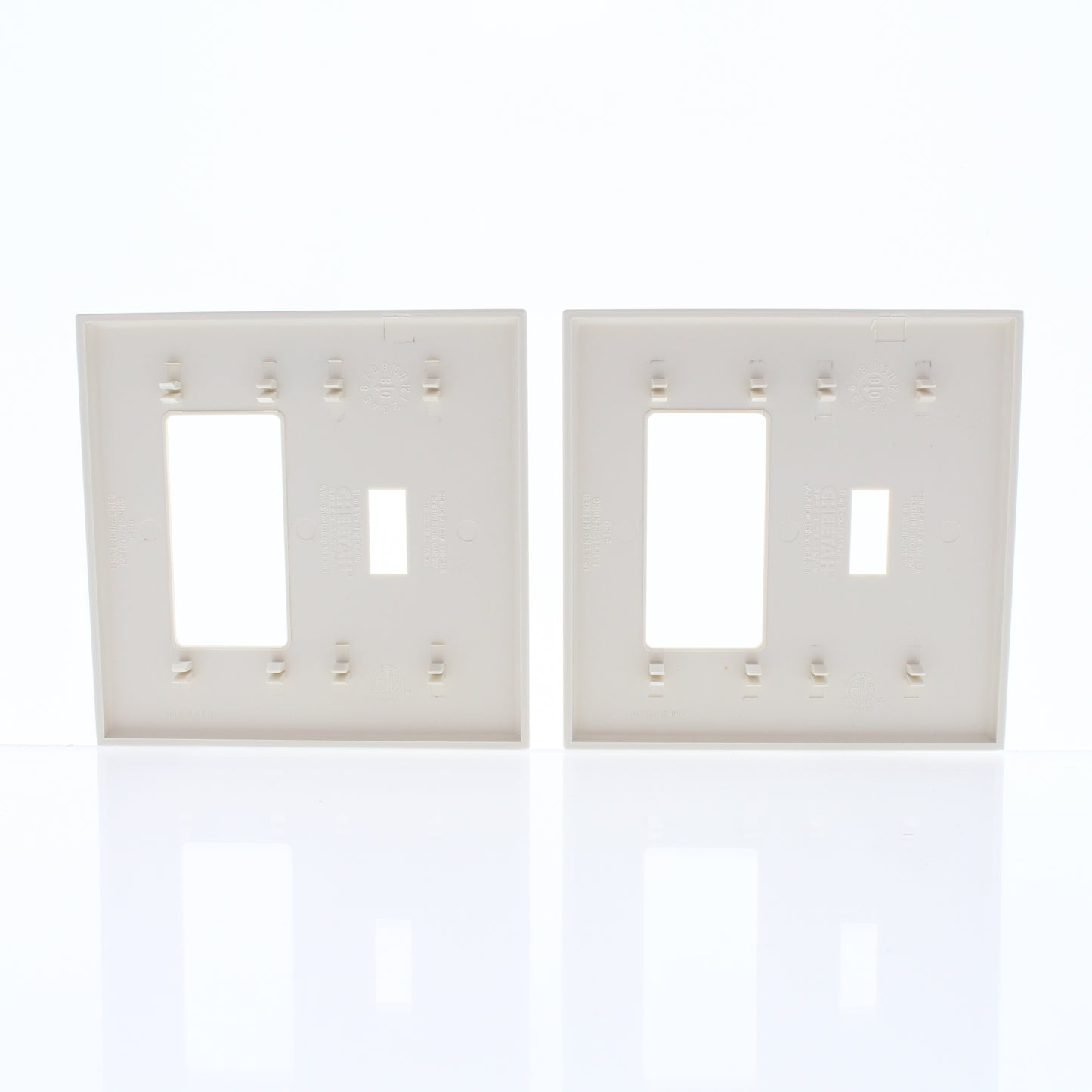 Cheetah P826C-C0T Light Almond Toggle Decorator Snap-In Screwless Wallplate 2pcs