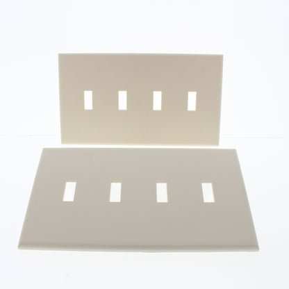 Cheetah PJ4C-COT Light Almond Toggle Switch 4-Gang Screwless Wallplates 2-pack